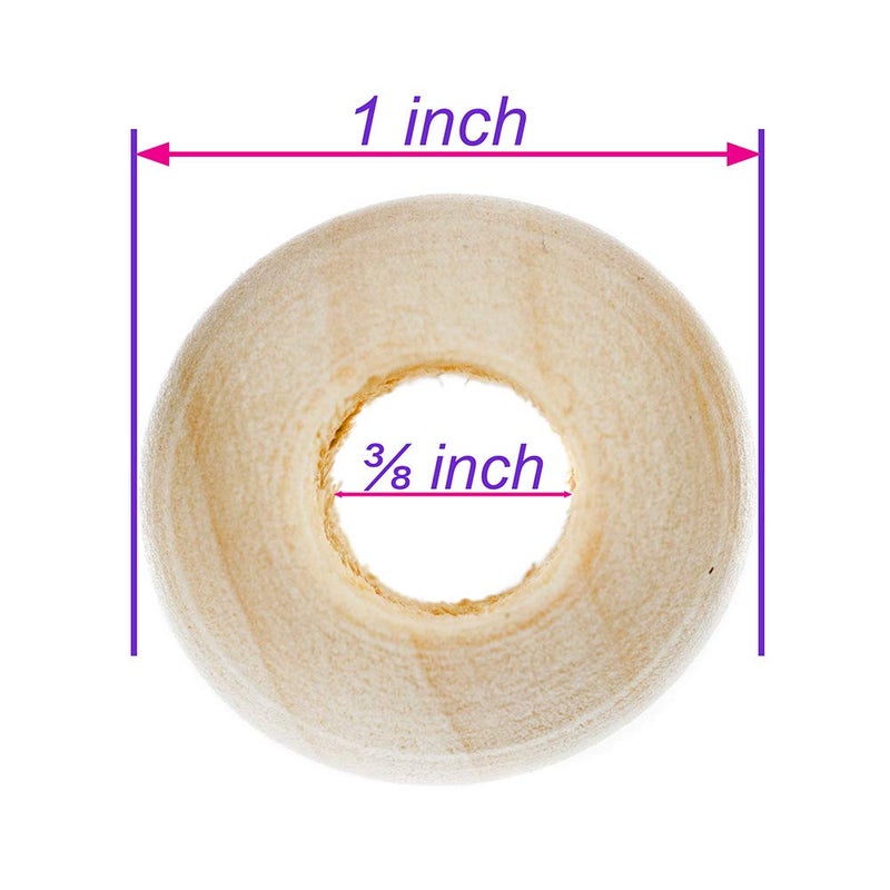 Craft County 20 Pack of 1 Inch Natural Wooden Round Ball Spacer Beads - Charms for DIY Crafts - Image 3